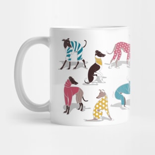 Greyhounds dogwalk // white background Mug